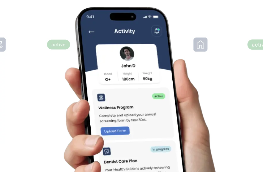 Healtcare app interface